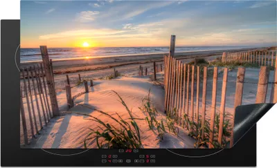 Produktbild von KitchenYeah© Herdabdeckplatte Strand - Meer - Düne - Sonnenuntergang - Landschaft , 89x51cm, Küche Deko, Glaskeramikkochfeld Herdabdeckung, Abdeckplatte fùr Kochfeld