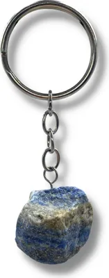 Produktbild von LAVISA roher Edelstein Schlüsselanhänger - Glücksbringer - Kristall - Heilstein - Naturstein Anhänger - handgefertigt (Lapislazuli)