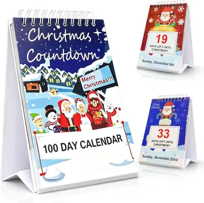 Image de Calendrier de l'Avent de Noël 2026 pour 100 jours - Calendrier de compte à rebours de 100 jours pour Noël 2026 - Cadeau de compte à rebours de Noël