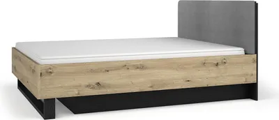 Obrázok produktu pre Dvojlôžková posteľ s úložným priestorom 180x200 SALAMINA - dub artisan / čierna grafitová