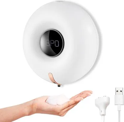 Zdjęcie produktu dla Elektroniczny dozownik piany i płynu do mycia rąk o pojemności 280 ml, przeznaczony do łazienki i kuchni, zasilany akumulatorowo