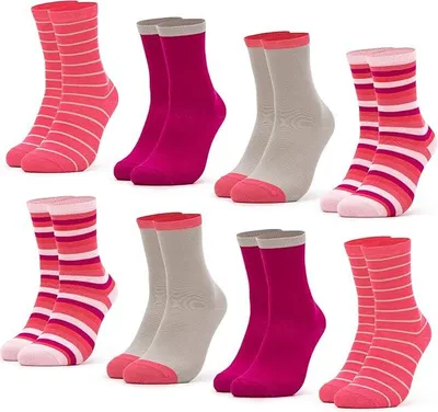 Immagine prodotto di Set Di 8 Paia Di Calzini Rosa Per Bambini, In Cotone, Taglia 27-30