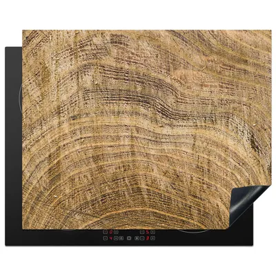 Produktbild von KitchenYeah© Herdabdeckplatte Struktur eines Brettes mit Jahresringen , 65x52cm, Küche Deko, Glaskeramikkochfeld Herdabdeckung, Abdeckplatte fùr Kochfeld
