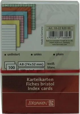 Produktbild von Karteikarten Brunnen A8 Farbe weiß unliniert Inhalt 100 Stück