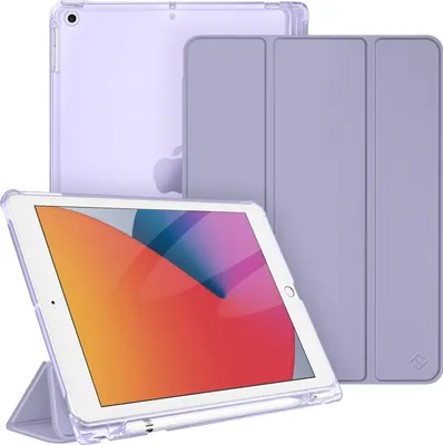 Produktbild von Fintie Hülle für iPad 9. Generation 2021/8. Gen 2020/7. Gen 2019 10.2 Zoll mit Stifthalter, ultradünne leichte Schutzhülle mit transparenter Rückseite und Auto Schlaf/Wach Funktion, Violett