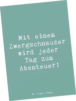 Produktbild von Mr. & Mrs. Panda Postkarte Spruch Zwergschnauzer Abenteuer - Meeresbrise - Geschenk, Hunderassen Charakter, Eigenschaften, Hunderasse, Postkarten, bildkarte, Grußkarte