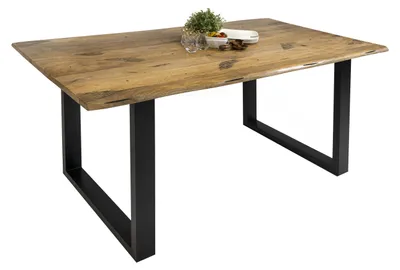 Produktbild von Esstisch Baumkante Massiv Mango naturfarben 180 x 90 schwarz U-Gestell Tiger