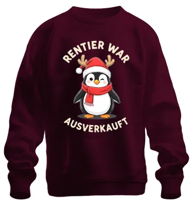 Produktbild von Rentier war t Pinguin Weihnachten lustig Geschenk Sweatshirt Pullover, Burgundy, S