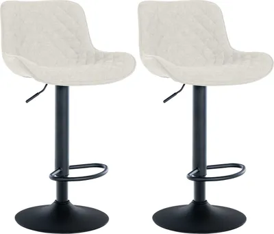 Produktbild von CLP 2er Set Barhocker Minosa 360 drehbar mit Fußstütze creme Material Stoff