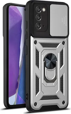 Produktbild von Galaxy Note 20 Hülle mit 360° Drehbarer Magnetische Ring Ständer Halter Dia Kameraschutz TPU Bumper Silikon Schutzhülle für Samsung Galaxy Note 20 5G Silber