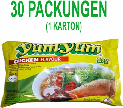 Produktbild von Yum Yum Chicken 30er Pack instant Nudeln asiatische Nudelsuppe Huhngeschmack
