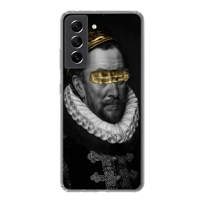 Produktbild von MuchoWow® Handyhülle Schutzhülle Hülle für Samsung Galaxy S21 FE Malerei - Schwarz und Gold - Alte Meister Silikon Softcase Handy Hülle - Mobiltelefonhülle