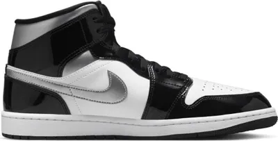 Produktbild von Nike Air Jordan 1 Mid SE "Patent Black White Metallic Silver Metallic Gold", Größe: 47,5