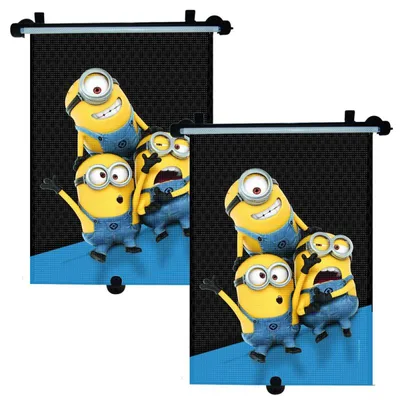 Produktbild von 2x Minions Auto Sonnenschutz Rollo Kinder Seitenschutz Sonnenblende universal