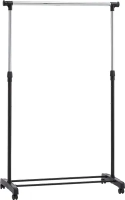 Image de Amazon Basics Kleiderstange mit Rollen, Chrom, (91.5-145) x 42 x (134-161) cm (L x L x H)