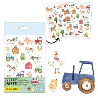 Produktbild von HAPPY TATTS, Kinder-Tattoos, 'Muh & Mäh' (48 Stk.)