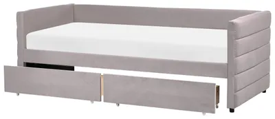 Produktbild von BELIANI Tagesbett Hellgrau Samtstoff mit 2 Schubladen Lattenrost 90 x 200 cm Modern Glamour Einzelbett Gästezimmer Kinderzmmer Jugendzimmer