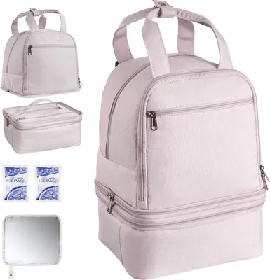 Immagine prodotto di Zaino per tiralatte SucceBuy, 270x240x340 mm, con batteria di raffreddamento, adatto per S1/S2, accessori per tiralatte e conservazione del latte materno, pratico zaino fasciatoio per il lavoro, i viaggi e la vita quotidiana, rosa chiaro
