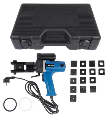 Zdjęcie produktu dla Elektryczne narzędzie hydrauliczne do zaciskania – zaciskarka do kabli – 220V – siła zacisku: 120kN – zakres średnic kabli: 4–300mm² – 15 szczęk zaciskowych – automatyczna zaciskarka do kabli