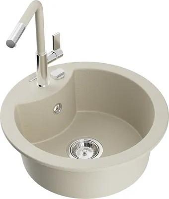 Produktbild von Mexen Diego 1-Becken-Granitspüle mit Mischbatterie Flora, Beige - 6512-69-670401-09