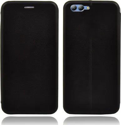 A black smartphone case shown from the front and back.