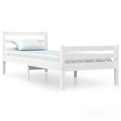 Image de vidaXL Lit en bois massif blanc 100x200 cm