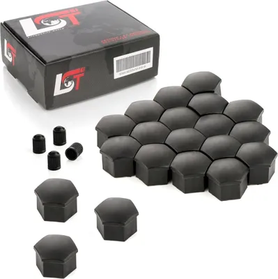 Produktbild von 20x Radschrauben Felgen Abdeckkappen Set 17 mm schwarz für SAAB OPEL VOLVO