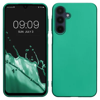 Produktbild von kwmobile Handyhülle für Samsung Galaxy A16 5G Hülle - Silikon Case metallisch schimmernd - Schutzhülle Cover - Metallic Dunkelgrün