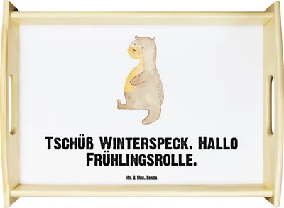 Produktbild von Mr. & Mrs. Panda tablett aus holz Otter Bauch - Weiß - Geschenk, Sportmuffel, für bett, Serviertablett, Seeotter See, Winterspeck, Servier, Holztablett, küchentablett