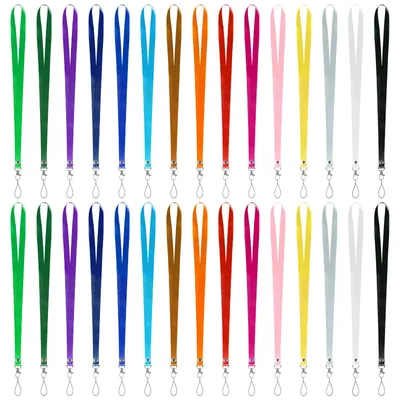 Produktbild von 30 farbenfrohe, lange Schlüsselbänder, Nylon-Schlüsselanhänger mit Karabinerhaken, mehrfarbige Schultergurte mit Ausweisclips, Auswelter, Kreditkartenetuis für Kinder