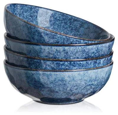 Reisschüssel-Set 4-teilig, Steingut, Blau, 940 ml, 18 cm