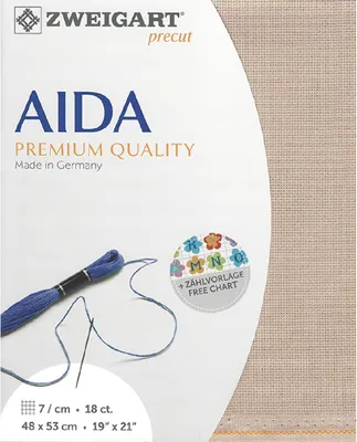 Produktbild von AIDA Zweigart precut 18 ct. Fein-Aida 3793 Farbe 3021 nougat, Zählstoff für Kreuzstich 48x53cm