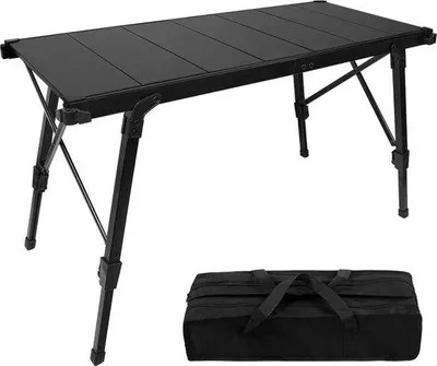Produktbild von Famanu Klapptisch Aluminium - Höhenverstellbar, Leicht und Tragbar - 95 x 45 x (38-55) cm