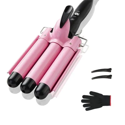 Produktbild von 3 Fässer Lockenstab mit 3 stäben mit einstellbarer Temperatur,Welleisen Schnelle Heizung Große Welle für Lange/kurze Haare, Haar Styling Werkzeug 25mm