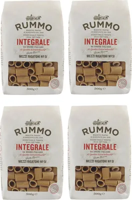 Produktbild von 4er-Pack Rummo Pasta Integrale Mezzi Rigatoni N°51,Vollkornnudeln Nudeln Vollkorn Italienische Pasta 500g