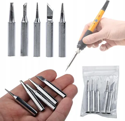 Zdjęcie produktu dla Rosfix TipCare 2w1 – Zestaw do lutownicy: 5 grotów 900M + Czyścik grotów z podstawką | Do WEP, Yihua, 936, 858D+, SMD, DIY
