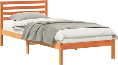 Image de Cadre de lit brun cireux 90 x 210 cm Pin massif