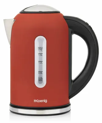 Wasserkocher 1,7 L, 2200 W, Edelstahl, Rot, Thermostat 40–100 °C