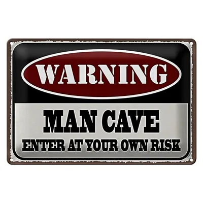 Produktbild von Blechschild Spruch 40x30cm Warning man cave enter at your