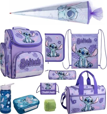 Produktbild von Mädchen Schulranzen 1. Klasse STITCH Schultasche im Set 10-tlg. mit Sporttasche und Schultüte