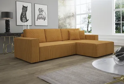 Produktbild von Ecksofa Schlafsofa Sofa CONOR PREMIUM Stoff Poso Senf Ottomane Rechts