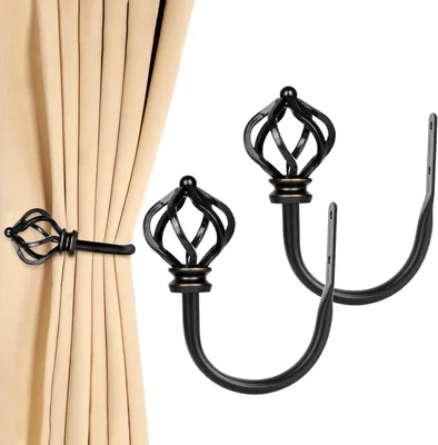 Imagen del producto de Soportes para cortinas en forma de U, color , paquete de 2 unidades, para montaje en pared