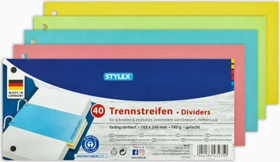 Produktbild von Stylex 43235 Trennstreifen, farbig, 40 Stück je 10x rot,blau, grün und gelb
