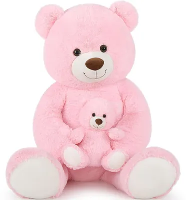 Produktbild von Riesen Teddybär Kuscheltier XXL Rosa 130cm Set mit Kleinbär 35cm Plüschtier PP-Baumwolle