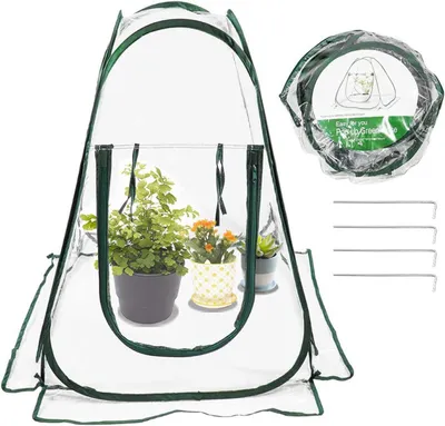 Produktbild von Mini Pop-Up Gewächshaus 70 x 70 x 80 cm, transparentes PVC, für Garten, inklusive 4 Erdnägeln