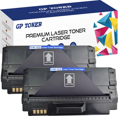 A box of GP Toner premium laser toner cartridges with two cartridges shown in front.