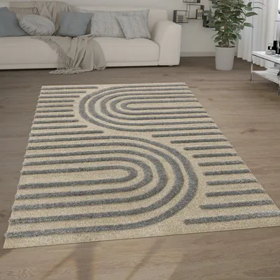 Produktbild von Hochflor Teppich Wohnzimmer Shaggy 3D Optik Ethno Boho Vintage Look Weich Grösse 160x220 cm