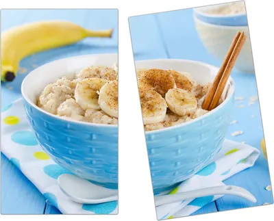 Produktbild von Spritzschutz Herdabdeckplatte Schneidebrett aus Glas Bananenmüsli 2-Teilig (60x52cm)