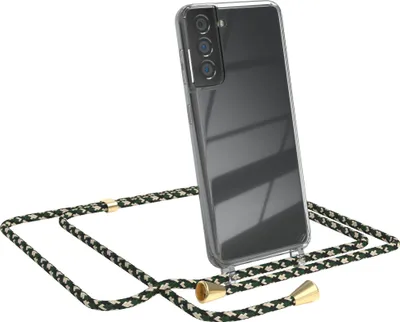 Produktbild von EAZY CASE Handykette kompatibel mit Samsung Galaxy S21 5G, Handyhülle mit Umhängeband, Handykordel, Schutzhülle Clear, Band in Grün