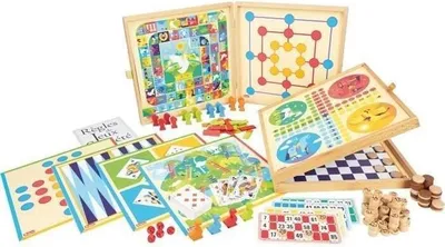 Immagine prodotto di JEUJURA Collezione di giochi classici, 150 giochi, pedine in legno, 33 x 33 x 5 cm, dai 3 anni in su